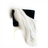 Plutus Off White Exotic Feather Faux Fur Luxury Throw Blanket 60In X 96In