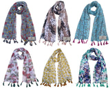 Fusfus WomenS Printed Chiffon Scarves And Stoles, Free Size(Multicolour, Fs2061) Pack Of 6 (Multicolor2)