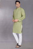 Divisive Men'S Sequince Embroidered Cotton Blend Only Slim Fit Kurta (Dkrt882_Xl_Pista)