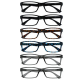OPULIZE PEP Classic Reading Glasses for Women Men, Scratch Resistant Rectangular Frame with Spring Hinges, Black, Brown, Blue, G