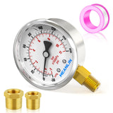 MEANLIN MEASURE -30inHG~160Psi Stainless Steel 1/4 NPT 2.5 FACE DIAL Vacuum Pressure Gauge, Lower Mount, with 1/4 x 1/2 NPT and