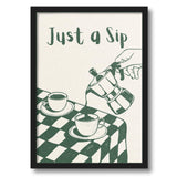 Artaction Cafe And Restaurant Wall Frame Poster | A4 Size Just A Sip Coffee Art | Framed Kitchen & Cafe Decor | Wall Art Gift Fo