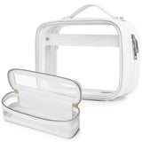 Pinkmik Travel Makeup Bag Set Portable Clear Cosmetic & Toiletry Case Women's Purse Organizer and Car Essentials with Zipper (Wh