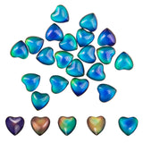 20 Pcs Heart Glass Cabochon Mood Beads, Changing Color Mood Charm Pendent, Flat Back Loose Beads no Hole for Jewelry Making Orna