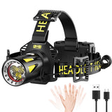 MAXME100 Triple-Beam High-Power Rechargeable Headlamp 5700K with Motion Sensor, Rechargeable LED Head Light, Waterproof Headlamp