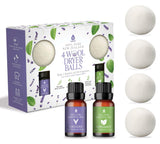 Pursonic 4-Pack Laundry Wool Dryer Balls with Lavender & Peppermint Essential Oil Scent - Reusable Fabric Softener Balls Made fr
