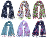 Fusfus WomenS Printed Chiffon Scarves And Stoles, Free Size(Multicolour, Fs1161) Pack Of 6 (Multicolor4)