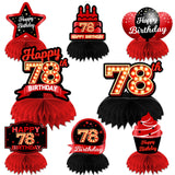 Happy 78th Birthday Red and Black Table Honeycomb Centerpieces Balloons Theme Decor Table Decorations Table Toppers for Girls Wo