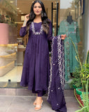 Gosriki Women'S Rayon Blend A-Line Printed Kurta With Pant & Dupatta (Vanisri Begani-Gs_S_Begani_Small),Begani,,B0DKX5LZRV