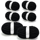 Chunky Chenille Yarn for Crocheting/Arm Knitting, Super Soft Jumbo Knit Blanket Yarn Black 6 Pack (32 yds, 8.5 oz Each Pack)