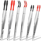 6 Pieces Rubber Tipped Tweezers PVC Stainless Steel Rubber Coated Tips Tweezers for Jewelry Hobby Industrial Hobby Craft (Black