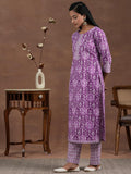 Libas Women'S Pure Cotton Kurta Set (278340R Purple M