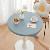Huierxun Round Fitted PU Tablecloth with High Elastic Edge 63 Inch Dia Waterproof Oil Proof Table Cloth Anti-Scald Stain-Resista