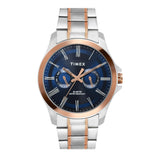 Timex Classics Analog Watch For Man With Blue Round Dial & Two Tone Stainless Steel Bracelet Band Water Resistant Men'S Wrist Wa