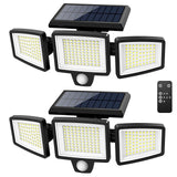 Tuffenough Solar Outdoor Lights 2500LM 210 LED Security Lights with Remote Control,3 Heads Motion Sensor Lights, IP65 Waterproof