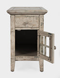 Jofran Inc. Rustic Shores Farmhouse Usb Charging End Table With Storage, Scrimshaw