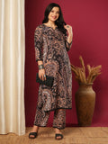 Anni Designer Women'S Rayon Viscose Straight Printed Kurta With Palazzo (Elevate Black-Vks01_S_Black_Small),Black,S,,,
