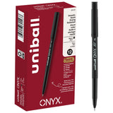 uniball Onyx Roller Ball Pen, Stick, Fine 0.7 Mm, Black Ink, Black Matte Barrel, Dozen