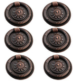 Jinyuanchao 6PCS Drop Ring Handles Dresser Ring Pull Brass Oil-Rubbed Bronze Cabinet Cupboard Pulls Drawer Ring Handle Knobs (Co