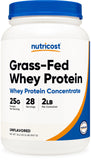 Nutricost Grass-Fed Whey Protein Concentrate (Unflavored) 2LBS - Undenatured, Non-GMO, Gluten Free