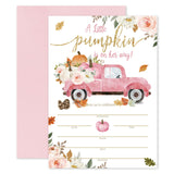 Whaline Fall Baby Shower Invitations 25 Sets Pink Autumn Pumpkin Floral Truck Invitation Cards with Envelopes Stickers Watercolo