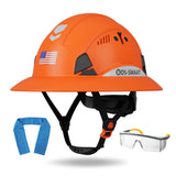 DS-SMAAT Construction Wide Brim Hard Hat,Full Brim Hard Hat ANSI Z89.1 Type 1 & OSHA Certified Safety Helmet with Glasses, with