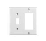 Leviton 2-Gang 1-Toggle 1-Decora/GFCI Device Combination Wallplate, Standard Size, Thermoset, Device Mount, 25-Pack, 80405-W, Wh