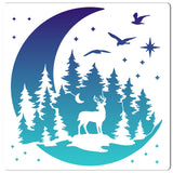 GORGECRAFT 11.8 x 11.8 mas Reusable Hollow Out Elk Stencils Large Christmas Tree Moon Birds Star Forest Art Templates Deer Wood