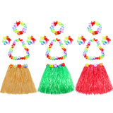 Gejoy 3 Set Grass Skirts for Girls Kids Hula Skirt with Flower Leis Hawaiian Outfit for Luau Party (Stylish Color)