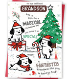 FANCYLUCKY Funny Grandson Christmas Card from Grandma Grandpa, Merry Christmas Card for Grandson, Cute Xmas Holiday Cards Gifts