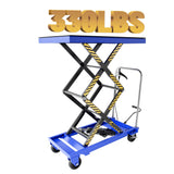 StructoMax Hydraulic Lift Table Cart - 330lbs Capacity, Enlarged Tabletop and Easy Operation, Swivel Casters with Brakes - Doubl