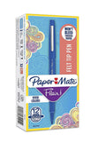 Paper Mate Flair Felt Tip Pens, Medium Point (0.7mm), Blue, 12 Count