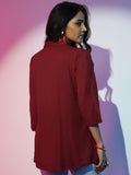 Libas Women'S Self Design Straight Tunic Shirt (58202_Maroon Maroon 2Xl