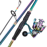 Sougayilang Spinning Fishing Reel Rod Combo, Two Pieces Colorful Poratble Light Weight Fishing Rod with Powerful Fishing Gear fo