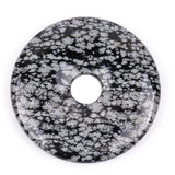 GEM-Inside 50mm Snowflake Obsidion Stone Circle Donuts Beads for Pendant Jewelry Making Power Energy Chakra Massage GuaSha Scrap