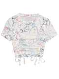 Toplot Printed Crop Top For Women With Short Sleeve (Crop-Top-5100-S),White,,B0C1NNX968