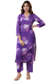 Gosriki Women'S Cotton Blend Straight Printed Co-Ord Set (710 Violet-Gs_M_Purple_Medium),Purple,,B0CL7WMX5D