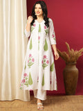 Anni Designer Women'S Rayon Viscose A-Line Printed Kurta With Pant (Pnil White-Vks01_Xxl_White_Xx-Large),White,2XL,,,