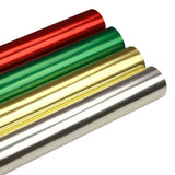 CleverDelights Metallic Wrapping Paper 4 Rolls Silver Gold Green Red 30 x 300 JUMBO Rolls 250 Sq Ft Total