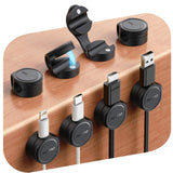 8-Pack Silicone Cord Organizer Magnetic Cable Clips, Adhesive Cable Management Under Desk Wire Hider, FLYLEAD Desktop Cable Orga