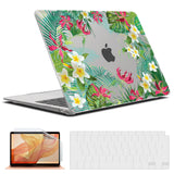 IBENZER MacBook Air 13 M1 Case with Hard Shell, Tropical Flower Design, Anti-Slip Footpads, Protective Yet Lightweight