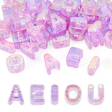 FASHEWELRY 50Pcs Iridescent Acrylic Large Letter Beads with Large Hole UV Plating Rainbow Letter Blocks Charms 3D Letters Chunky