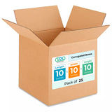 Medium Cube Moving & Shipping Boxes 10L x 10W x 10H (25-Pack) - Extra Strength 200 lb vs Regular - Corrugated Strong Cardboard B