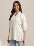 Libas Women'S Cotton Blend Woven Design Straight Kurti (26910R Off White Off White Xs