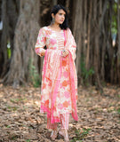 Gosriki Women'S Cotton Blend Straight Printed Kurta With Pant & Dupatta (Daraji Cream-Gs_Xl_Cream_X-Large),Cream,,B0CQVD7Q41