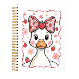 KAOWT Cute Strawberry Goose Spiral Notebook Journal, Goose Gifts Notebooks for Note Taking, Pink Strawberry Preppy Journal, Cute