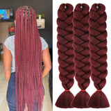 Burgundy Braiding Hair Pre Stretched 42 Inch for Knotless Braids Long Synthetic Box Braiding Hair for Women