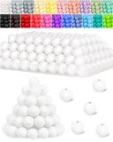 120PCS FIVEIZERO Silicone Beads, 15mm White Round Rubber Silicone Beads Bulk for Keychain Making, Bracelet Necklace DIY Crafts (