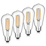 Gozelux Vintage LED Edison Bulbs, 6W, Equivalent 60W, Dimmable, High Brightness Warm White 2700K, ST58 Antique LED Filament Bulb