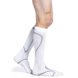 Sigvaris Mens & Womens Motion High Tech Closed Toe Calf High Medical Compression Unisex Socks 2030mmHg White Large Short